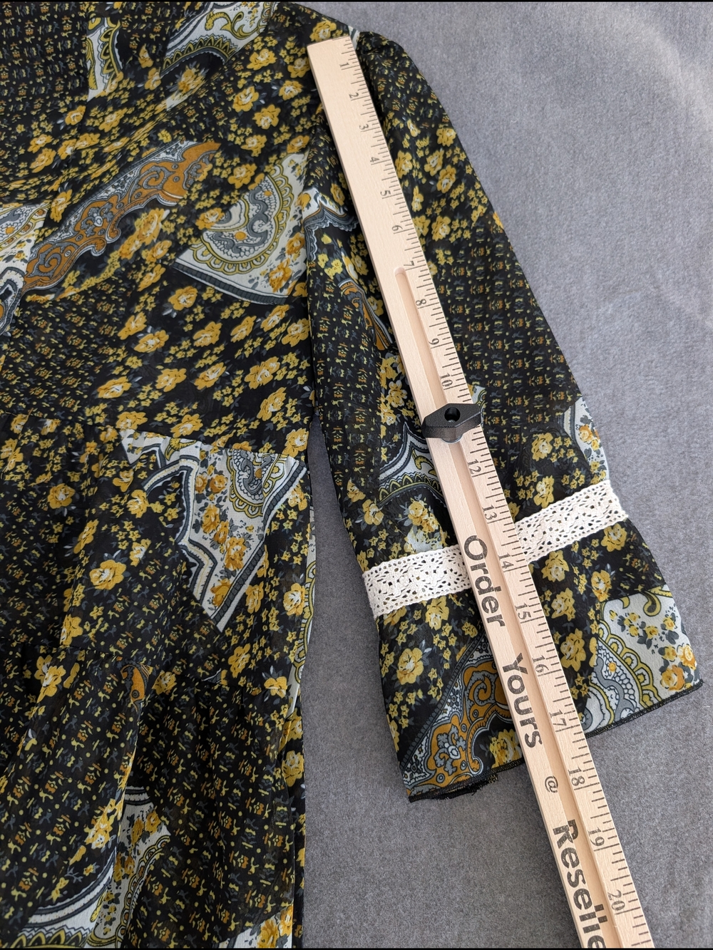 Ali & Kris Womens Boho Floral Paisley Tiered Mini Dress Blue Yellow Size M - Picture 8 of 9